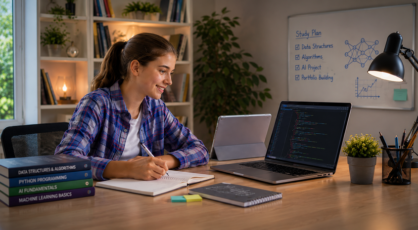 Student following personalized academic computer science learning
