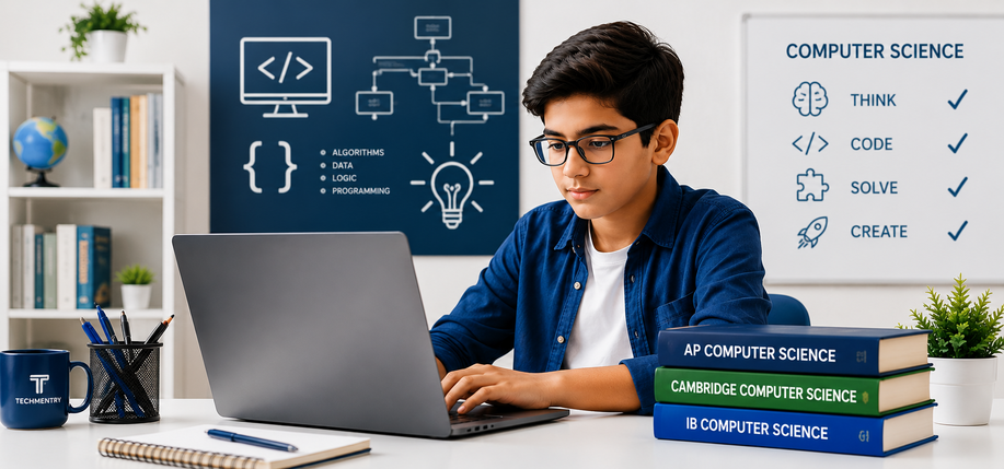 A student working through her school Computer Science curriculum with a 1:1 online mentor